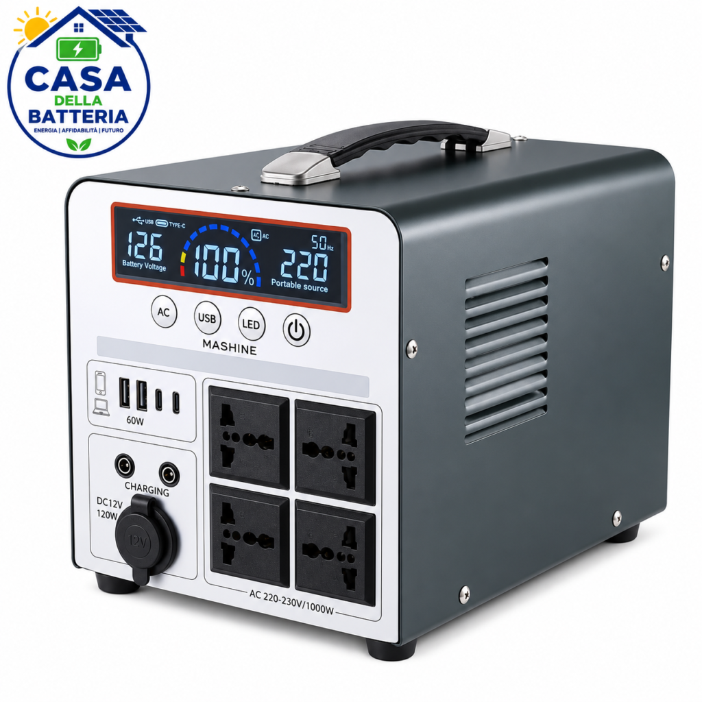 Power Station Portatile 1000W 666Wh | Generatore a Batteria Ricaricabile con Onda Sinusoidale