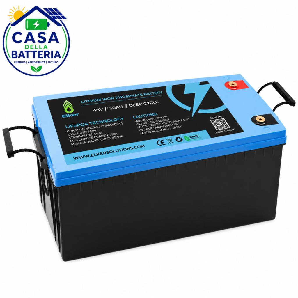 Batteria LiFePO₄ 48V 50Ah con BMS | 2560Wh IP65 per Fotovoltaico e UPS