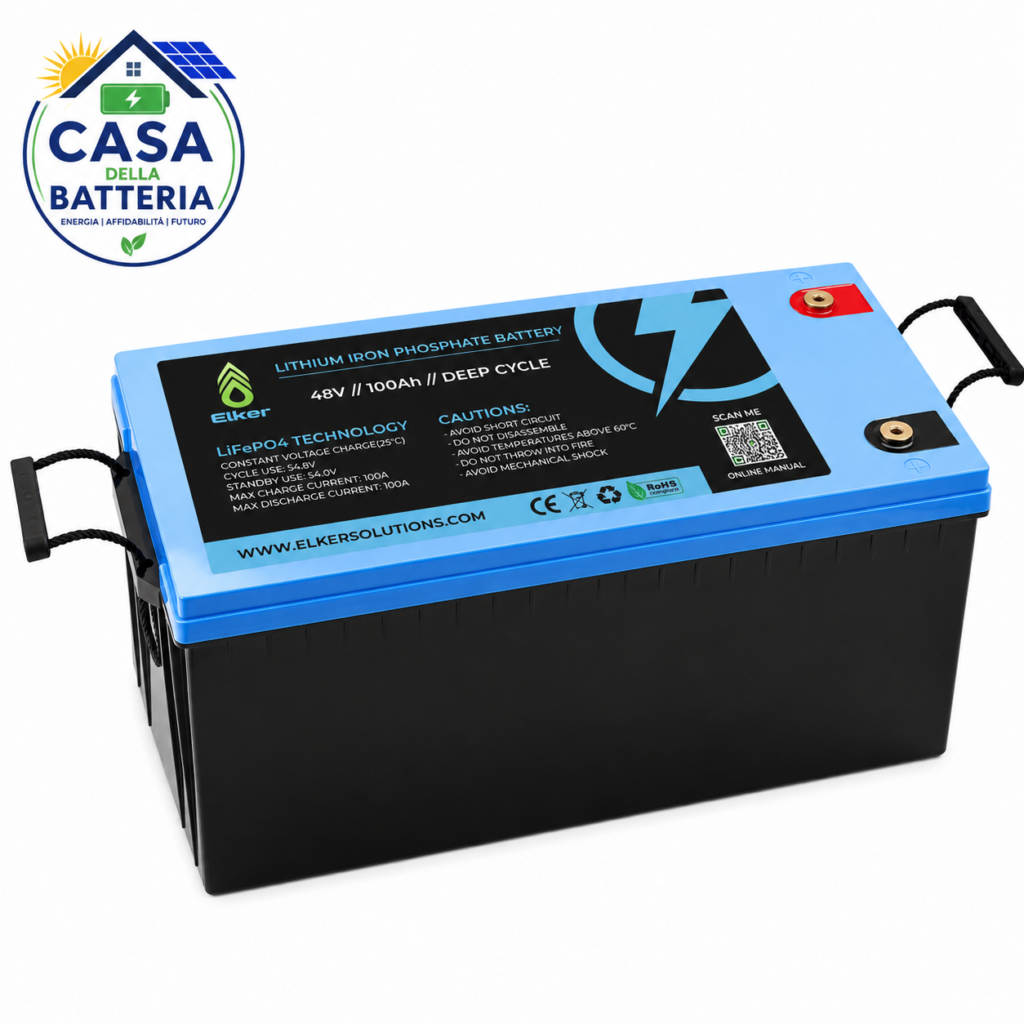 Batteria LiFePO₄ 48V 100Ah con BMS | 5120Wh IP65 per Fotovoltaico e UPS